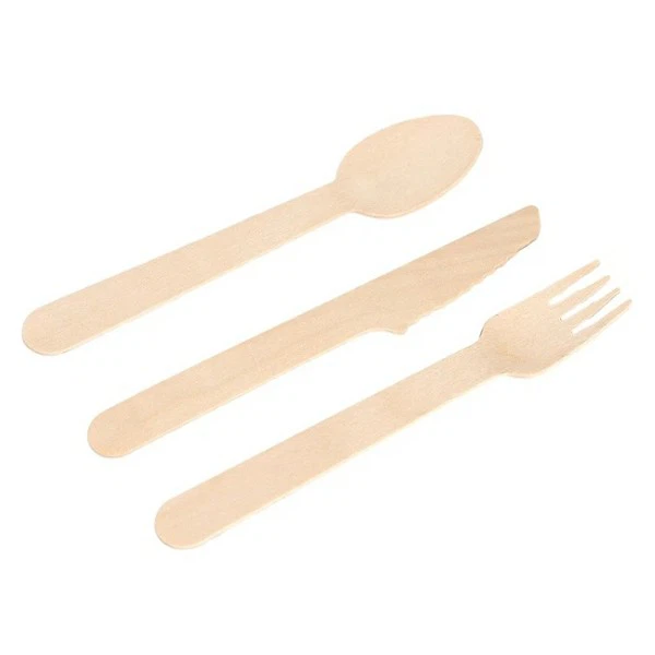 Disposable wooden eco-friendly knife, fork and spoon